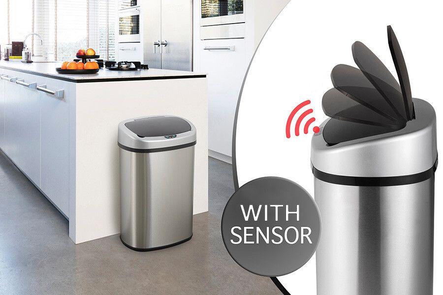 zilvere prullenbak sensor witte keuken